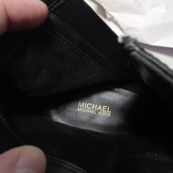 Michael Kors Mira Animal Print Calf Hair Black Leather Flat Booties Sz 7.5 - Picture 11 of 12